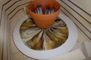 Figure 3...Drop Pot result in kiln after cool down.